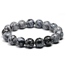 Load image into Gallery viewer, Natural Snowflake Obsidian 6/8/10/12mm Chakra Wrist Mala Beaded Bracelet
