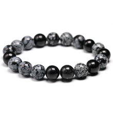 Load image into Gallery viewer, Natural Snowflake Obsidian 6/8/10/12mm Chakra Wrist Mala Beaded Bracelet
