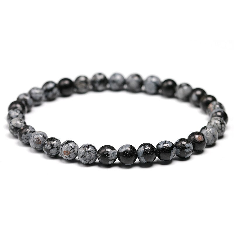 Natural Snowflake Obsidian 6/8/10/12mm Chakra Wrist Mala Beaded Bracelet