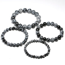 Load image into Gallery viewer, Natural Snowflake Obsidian 6/8/10/12mm Chakra Wrist Mala Beaded Bracelet
