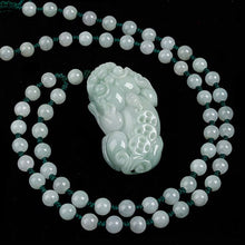 Load image into Gallery viewer, Lokaloca Handcrafted Natural Jade Fortune Piyao Pendant Necklace with Beaded Chain
