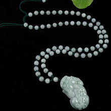 Load image into Gallery viewer, Lokaloca Handcrafted Natural Jade Fortune Piyao Pendant Necklace with Beaded Chain
