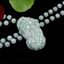 Load image into Gallery viewer, Lokaloca Handcrafted Natural Jade Fortune Piyao Pendant Necklace with Beaded Chain
