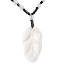 Load image into Gallery viewer, Lokaloca Handcrafted Natural Jade Chalcedony Lucy Leaf Pendant Necklace
