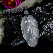 Load image into Gallery viewer, Lokaloca Handcrafted Natural Jade Chalcedony Lucy Leaf Pendant Necklace
