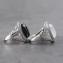 Load image into Gallery viewer, Natural Black Agate Opening Adjustable Ring Original Designer Craft Charm Women Thai Silver Brand Jewelry
