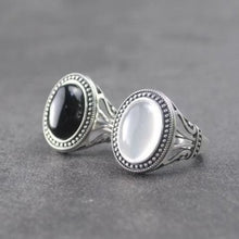 Load image into Gallery viewer, Natural White Chalcedony Opening Adjustable Ring Original Designer Craft Charm Women Thai Silver Brand Jewelry
