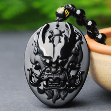 Load image into Gallery viewer, Handcrafted Natural Black Obsidian Dragon Pendant Necklace
