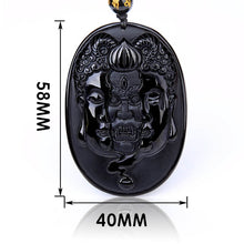 Load image into Gallery viewer, Handcrafted Natural Black Obsidian Buddha &amp; Devil Pendant Beaded Necklace
