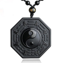 Load image into Gallery viewer, Handcrafted Natural Black Obsidian Ying Yang Amulet Energy Pendant Necklace
