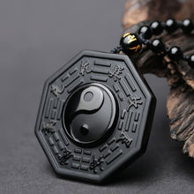 Load image into Gallery viewer, Handcrafted Natural Black Obsidian Ying Yang Amulet Energy Pendant Necklace
