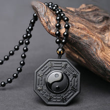 Load image into Gallery viewer, Handcrafted Natural Black Obsidian Ying Yang Amulet Energy Pendant Necklace
