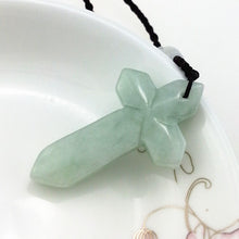 Load image into Gallery viewer, Hand-Carved Natural Light Green Jade Cross Pendant Necklace
