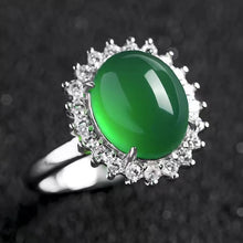 Load image into Gallery viewer, Lokaloca Natural Emerald Jade Blossom 925 Silver Jewelry Ring
