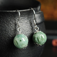 Load image into Gallery viewer, Lokaloca Handcrafted Natural Jade Hollow Bead Drop Earrings
