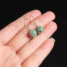 Load image into Gallery viewer, Lokaloca Handcrafted Natural Jade Hollow Bead Drop Earrings
