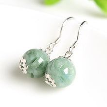 Load image into Gallery viewer, Lokaloca Handcrafted Natural Jade Hollow Bead Drop Earrings
