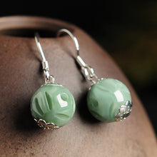 Load image into Gallery viewer, Lokaloca Handcrafted Natural Jade Hollow Bead Drop Earrings
