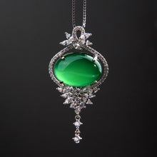 Load image into Gallery viewer, Lokaloca Natural Green Jade Pendant 925 Silver Necklace Jewelry
