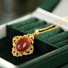 Load image into Gallery viewer, Natural Southern Red Agate Pendant Necklace Vintage Style Retro Luxury Lady Silver Jewelry
