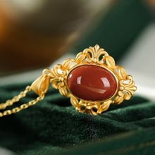 Load image into Gallery viewer, Natural Southern Red Agate Pendant Necklace Vintage Style Retro Luxury Lady Silver Jewelry
