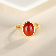 Load image into Gallery viewer, Natural Southern Red Agate Oval Opening Adjustable Ring Vintage Retro Bohemian Elegant Women&#39;s Silver Jewelry
