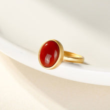 Load image into Gallery viewer, Natural Southern Red Agate Oval Opening Adjustable Ring Vintage Retro Bohemian Elegant Women&#39;s Silver Jewelry
