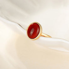 Load image into Gallery viewer, Natural Southern Red Agate Oval Opening Adjustable Ring Vintage Retro Bohemian Elegant Women&#39;s Silver Jewelry
