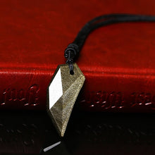 Load image into Gallery viewer, Handcrafted Natural Golden Obsidian Wolf Tooth Pendant Brave Necklace
