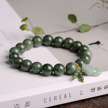 Load image into Gallery viewer, Lokaloca Natural Jade Beaded Good Fortune Piyao Charm Jewelry Bracelet
