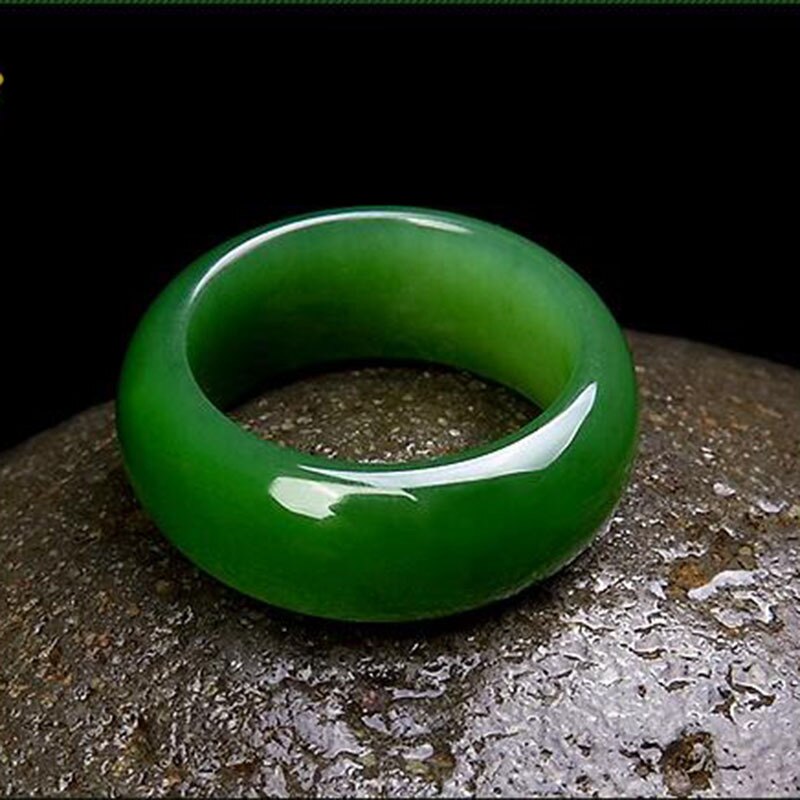 Lokaloca Handcrafted Natural Green Hetian Jade Ring Jewelry