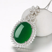 Load image into Gallery viewer, Lokaloca Handcrafted Natural Green Jade Pendant 925 Silver Necklace Jewelry
