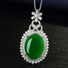 Load image into Gallery viewer, Lokaloca Handcrafted Natural Green Jade Pendant 925 Silver Necklace Jewelry
