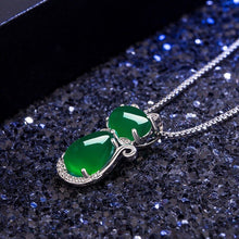 Load image into Gallery viewer, Lokaloca Natural Green Jade Chalcedony Cat Pendant 925 Silver Jewelry Necklace
