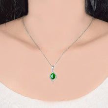 Load image into Gallery viewer, Lokaloca Natural Green Jade Chalcedony Oval Pendant 925 Silver Jewelry Necklace
