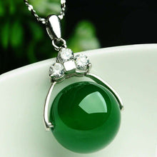 Load image into Gallery viewer, Lokaloca Natural Green Chalcedony Jade Bead Pendant 925 Silver Necklace Jewelry
