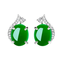 Load image into Gallery viewer, Lokaloca Natural Green Jade Earrings 925 Silver Charm Jewelry
