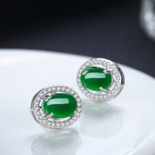 Load image into Gallery viewer, Timeless Natural Green Jade Earrings 925 Silver Charm Jewelry
