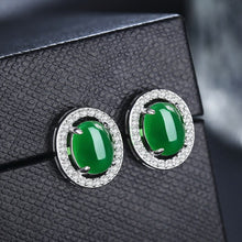 Load image into Gallery viewer, Timeless Natural Green Jade Earrings 925 Silver Charm Jewelry
