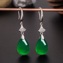 Load image into Gallery viewer, Lokaloca Handcrafted Natural Green Jade Water Drop Earrings Jewelry
