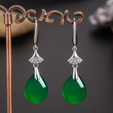 Load image into Gallery viewer, Lokaloca Handcrafted Natural Green Jade Water Drop Earrings Jewelry
