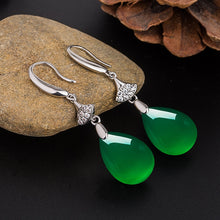 Load image into Gallery viewer, Lokaloca Handcrafted Natural Green Jade Water Drop Earrings Jewelry
