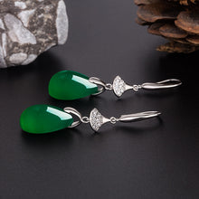 Load image into Gallery viewer, Lokaloca Handcrafted Natural Green Jade Water Drop Earrings Jewelry
