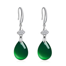 Load image into Gallery viewer, Lokaloca Handcrafted Natural Green Jade Water Drop Earrings Jewelry
