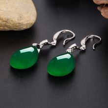 Load image into Gallery viewer, Lokaloca Handcrafted Natural Green Jade Water Drop Earrings Jewelry
