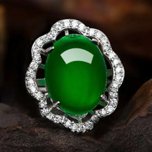 Load image into Gallery viewer, Lokaloca Natural Green Jade Chalcedony 925 Silver Ring Jewelry
