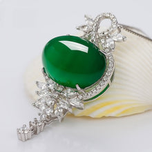 Load image into Gallery viewer, Lokaloca Natural Green Jade Pendant 925 Silver Necklace Jewelry
