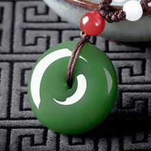 Load image into Gallery viewer, Lokaloca Natural Fine Green Jade Donut Pendant Necklace
