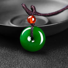 Load image into Gallery viewer, Lokaloca Peace Natural Green Jade Donut Pendant Necklace
