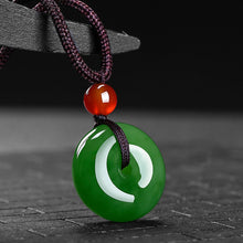 Load image into Gallery viewer, Lokaloca Peace Natural Green Jade Donut Pendant Necklace
